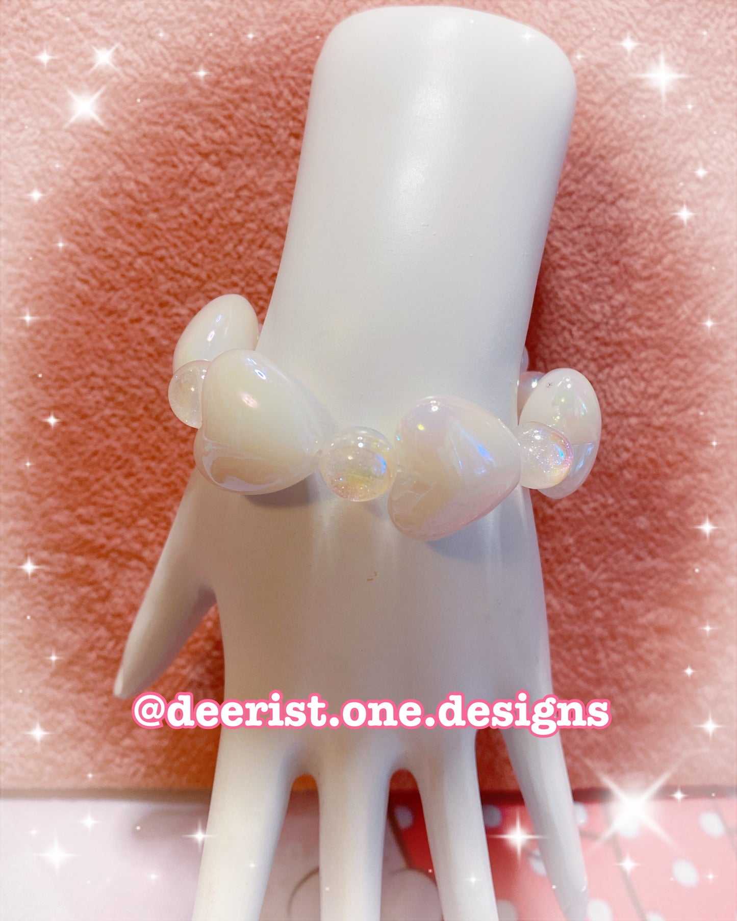 Ivory White Hearts Bracelet
