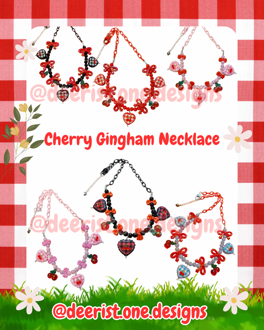 Cherry Gingham Necklace