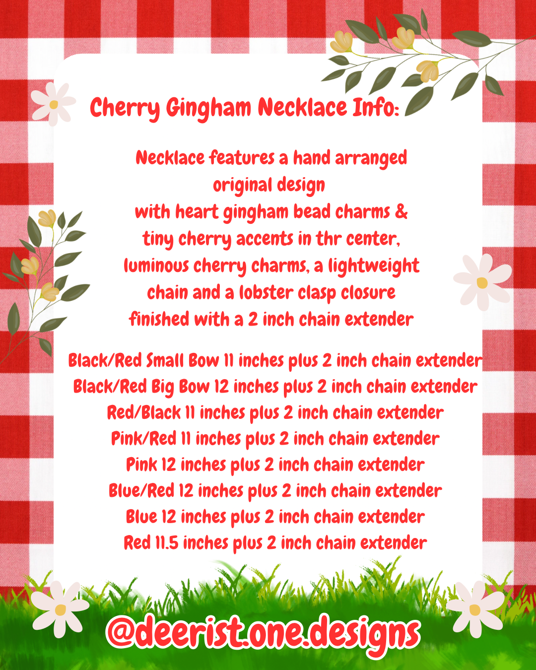 Cherry Gingham Necklace