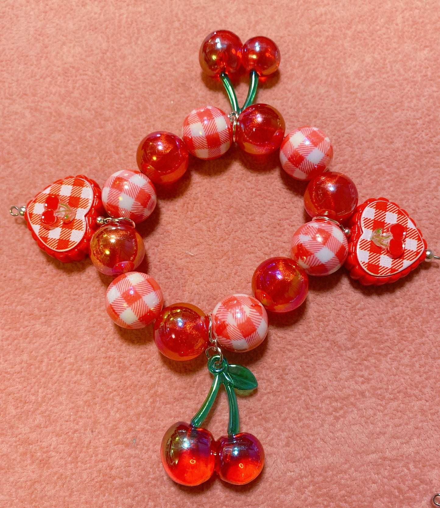Cherry Gingham Bracelet