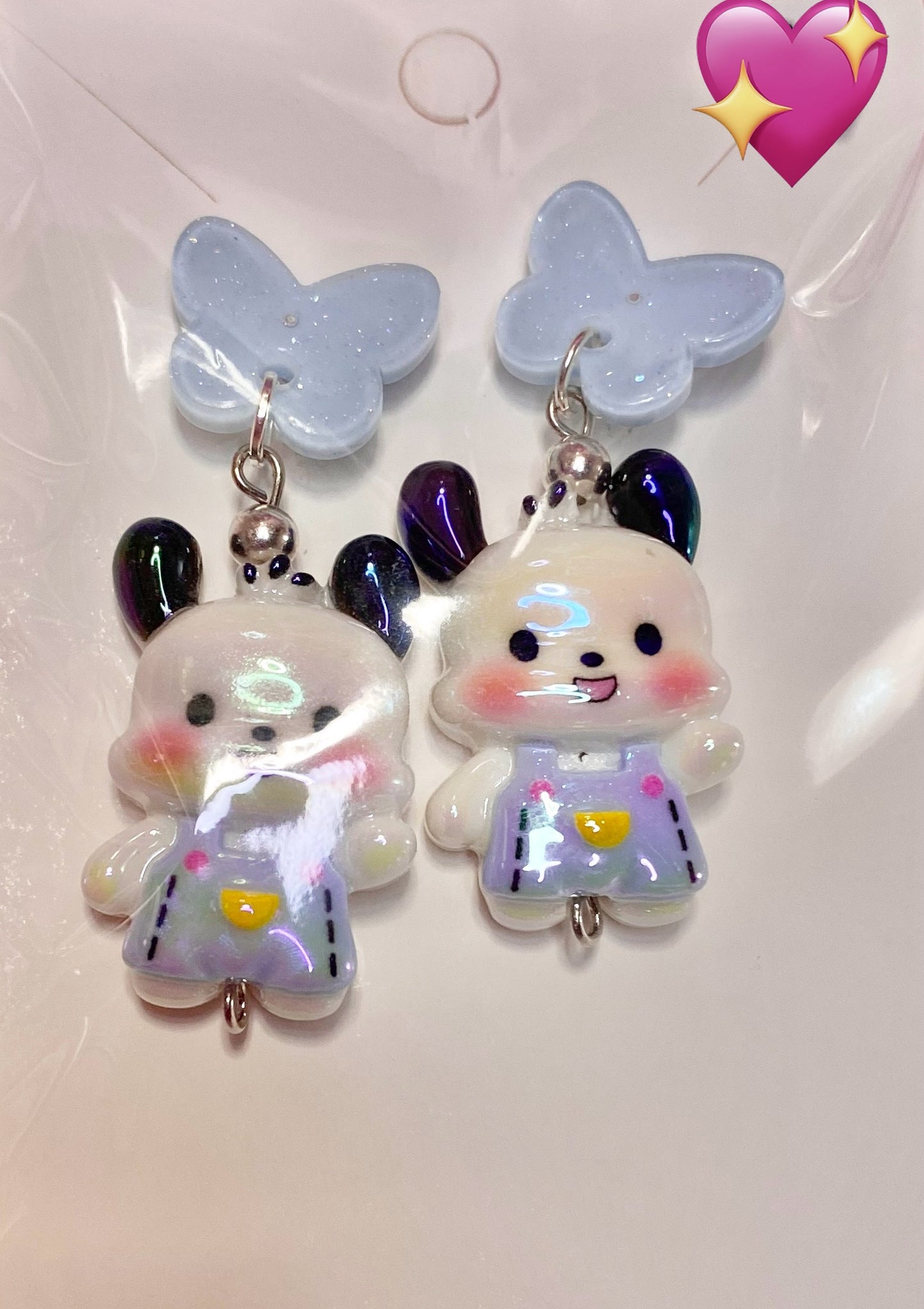 Black and White Puppy Earrings