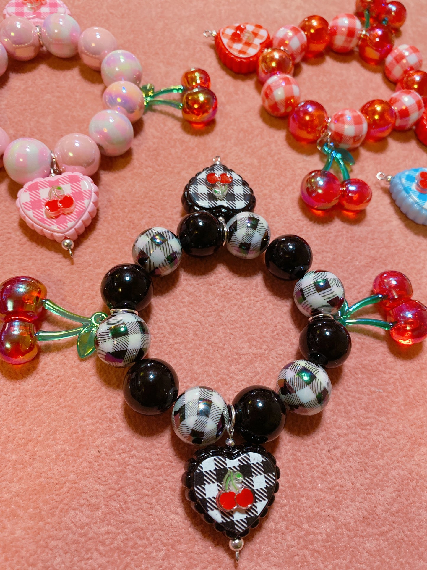 Cherry Gingham Bracelet