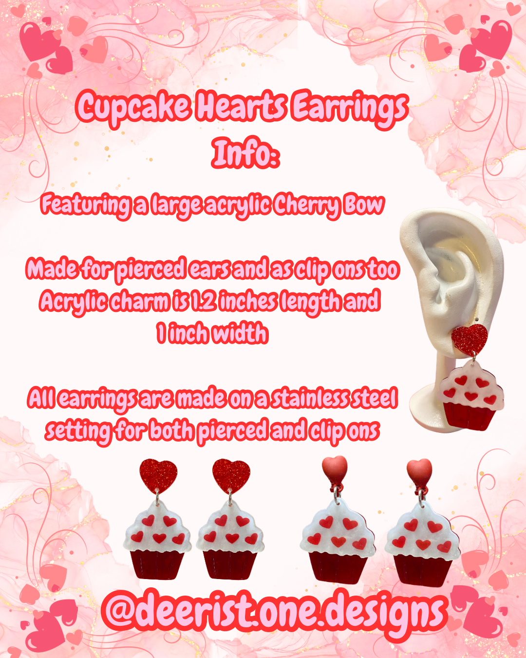 Heart Cupcake Earrings