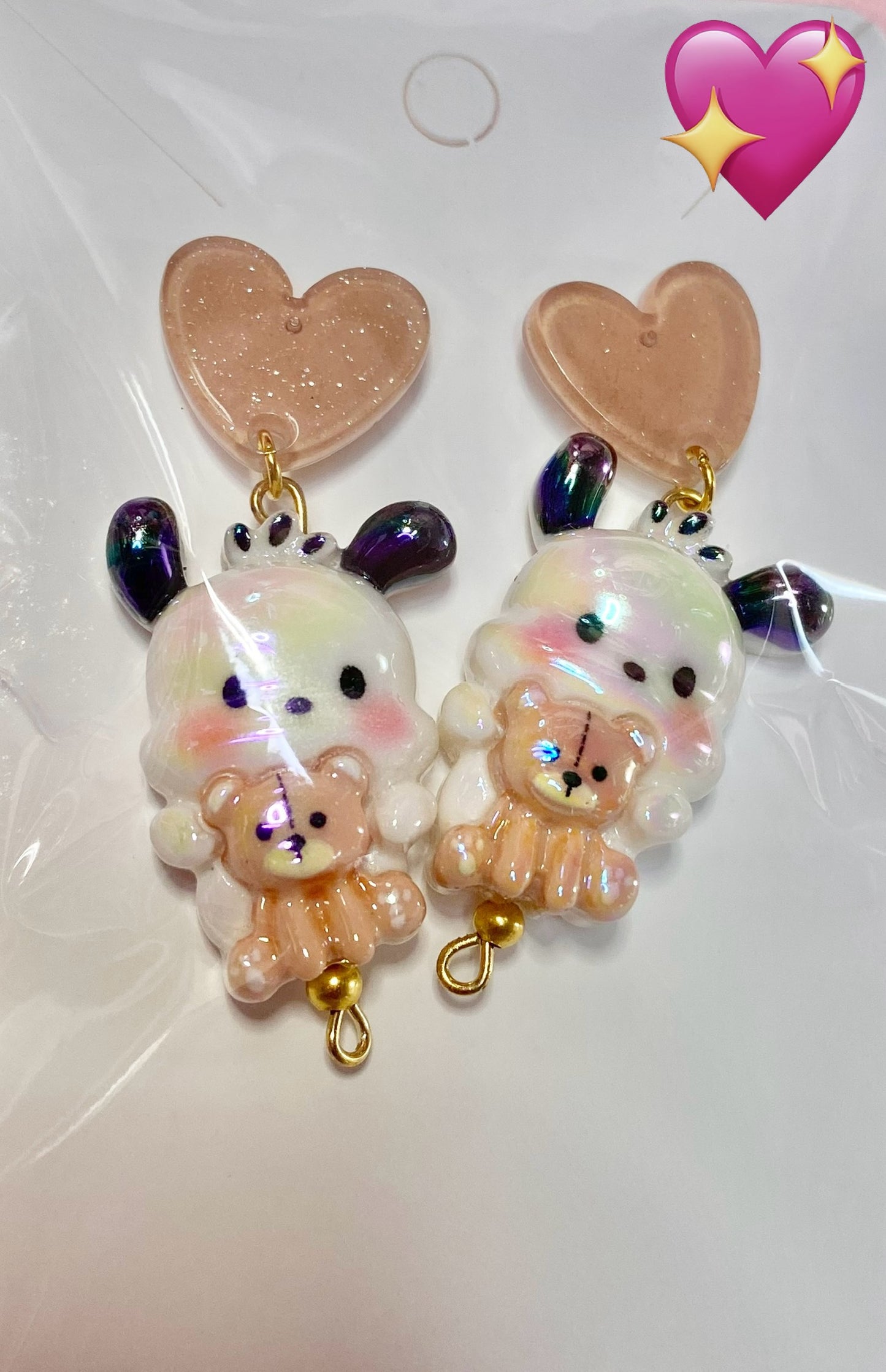 Black and White Puppy Earrings