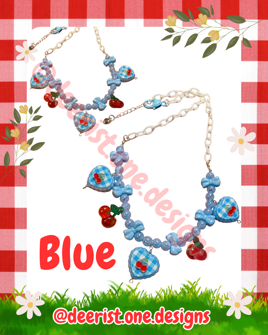 Cherry Gingham Necklace