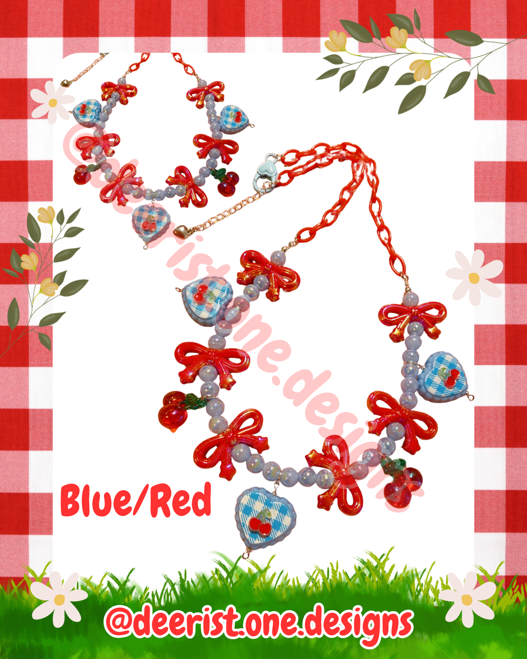 Cherry Gingham Necklace