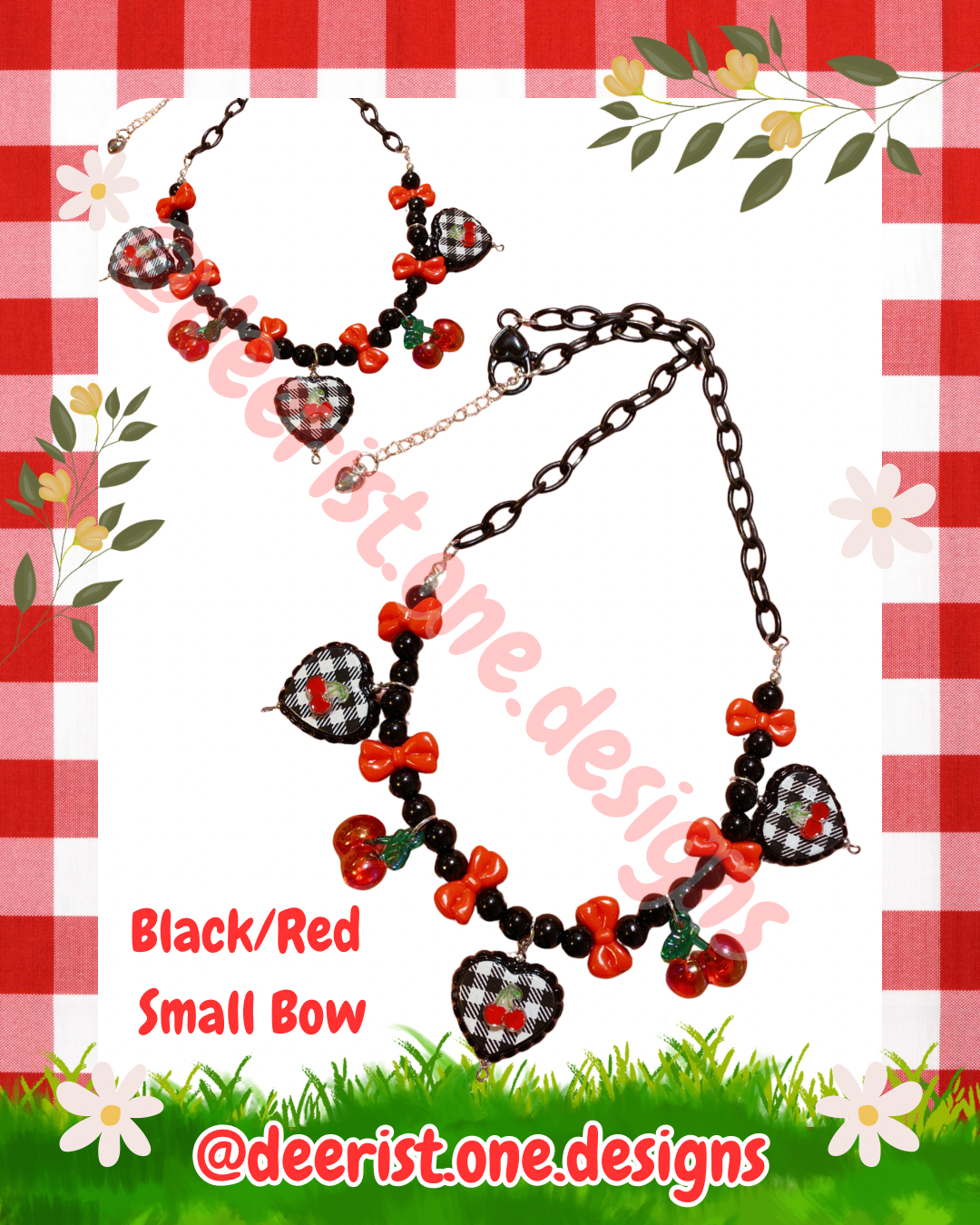 Cherry Gingham Necklace