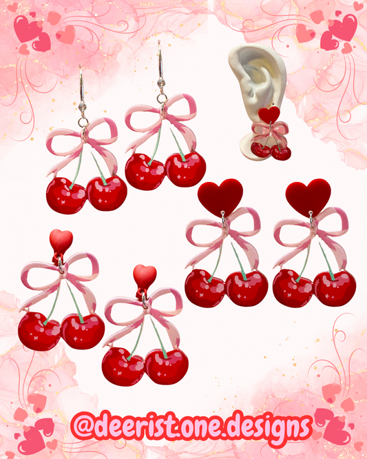 Cherry Bow Earrings